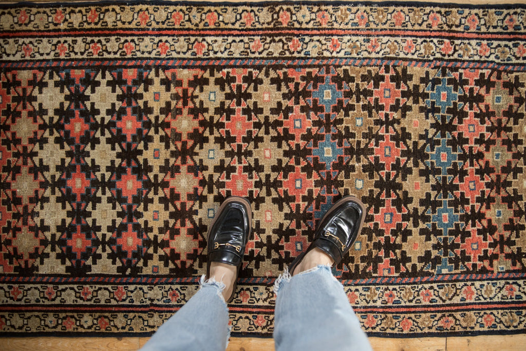 3x8.5 Antique Fragment Kurdish Malayer Rug Runner